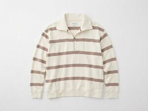 NEW Haven Well Within XL Organic Cotton Interlock Striped Quarter Zip White